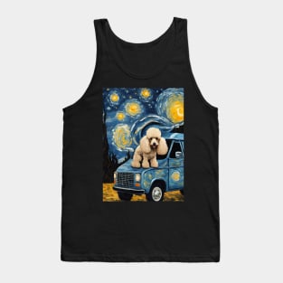 Vintage Cute Poodle Dog Breed in a Van Gogh Starry Night Art Style Tank Top